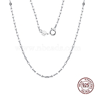 Rhodium Plated 925 Sterling Silver Dapped Chain Necklace, with S925 Stamp, Real Platinum Plated, 17.72 inch(45cm)(NJEW-I124-100)