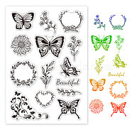 TPR Stamps, with Acrylic Board, for Imprinting Metal, Plastic, Wood, Leather, Mixed Patterns, Butterfly Pattern, 16x11cm(AJEW-WH0178-003)