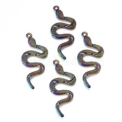 Alloy Big Pendants, Cadmium Free & Lead Free, Snake Shape, Rainbow Color, 53x23x4mm, Hole: 2mm(PALLOY-N156-071-RS)