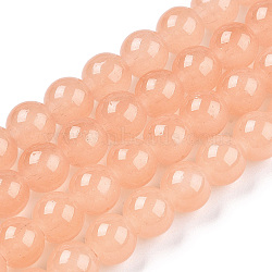 Imitation Jade Glass Beads Strands, Spray Painted, Round, Light Salmon, 8mm, Hole: 1.3~1.6mm, about 100pcs/strand, 31.4 inch(DGLA-S076-8mm-28-A)