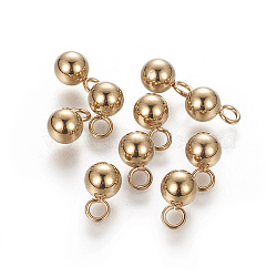 304 Stainless Steel Sphere Charms, Round Ball, Golden, 10x6mm, Hole: 2mm(STAS-L233-028G)