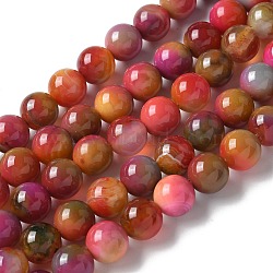 Natural Agate Beads Strands, Dyed & Heated, Round, Dark Goldenrod, 10~10.5mm, Hole: 0.7mm, about 38pcs/strand, 14.76''(37.5cm)(G-NH0001-G06-01)