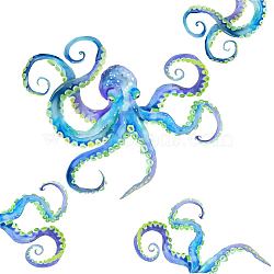 Translucent PVC Self Adhesive Wall Stickers, Waterproof Building Decals for Home Living Room Bedroom Wall Decoration, Octopus, 600~960x300~380mm, 3 sheets/set(STIC-WH0016-007)