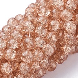 Spray Painted Crackle Glass Beads Strands, Round, Light Salmon, 8mm, Hole: 1.3~1.6mm, about 100pcs/strand, 31.4 inch(CCG-Q001-8mm-05)