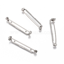 304 Stainless Steel Brooch Pin Back Bar Findings, Stainless Steel Color, 38x5x6mm, Pin: 0.8mm(STAS-P249-24P)