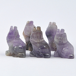 Natural Amethyst Carved Healing Wolf Figurines, Reiki Stones Statues for Energy Balancing Meditation Therapy, 38x25mm(WOLF-PW0001-16G)