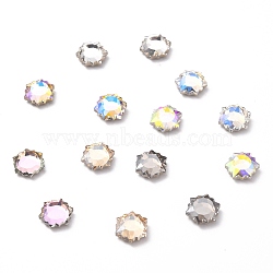 K5 Faceted Glass Rhinestone Cabochons, Flat Back, Back Plated, Hexagon, Mixed Color, 8x8x3mm(GLAA-H106-H01-M)