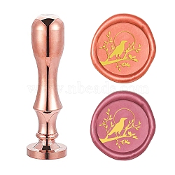 DIY Scrapbook, Brass Wax Seal Stamp Flat Round Head and Handle, Rose Gold, Bird Pattern, 25mm(AJEW-WH0147-062)