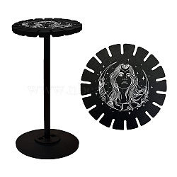 Wooden Wheel, Wooden Display Shelf, Black Holder Stand, Rustic Divination Pendulum Storage Rack, Witch Stuff, Women Pattern, Wheel: 120x8mm, 2pcs, Studdle: 288x12mm, 1pc(DJEW-WH0046-039)