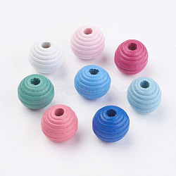 Natural Maple Wood Beehive Beads, Dyed, Round, Mixed Color, 13~14x13mm, Hole: 3~4mm(X-WOOD-Q030-48)