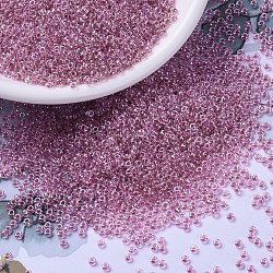 MIYUKI Round Rocailles Beads, Japanese Seed Beads, 11/0, (RR1524) Sparkling Peony Pink Lined Crystal, 2x1.3mm, Hole: 0.8mm, about 1111pcs/10g(X-SEED-G007-RR1524)