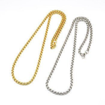 304 Stainless Steel Venetian Chain Box Chain Necklace Making, Mixed Color, 24.02 inch(61cm), 3mm