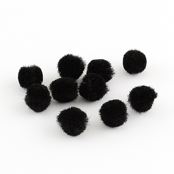 DIY Doll Craft Pom Pom Yarn Pom Pom Balls, Black, 25mm, about 500pcs/bag