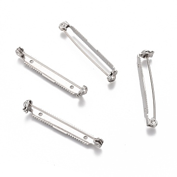 304 Stainless Steel Brooch Pin Back Bar Findings, Stainless Steel Color, 38x5x6mm, Pin: 0.8mm