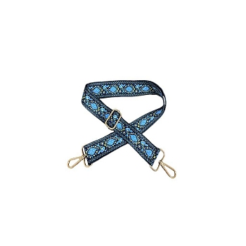 Flower Pattern Nylon Canvas Handbag Webbing Bag Straps, for Handbag or Shoulder Bag Replacement, Royal Blue, 75~145x3.8cm