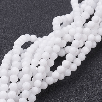 Natural White Jade Beads Strands, Dyed & Heated, Round, White, 10mm, Hole: 1mm, about 39pcs/strand, 15.5 inch