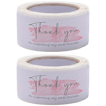 2 Rolls Self-Adhesive Paper Gift Tag Youstickers, Rectangle Thank You Stickers Labels, for Small Business, Misty Rose, 2.9x6x0.01cm, 120pcs/roll