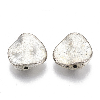Tibetan Style Alloy Beads, Cadmium Free & Lead Free, Nuggets, Antique Silver, 12.5x12.5x4mm, Hole: 1mm, about 520pcs/1000g