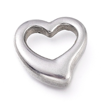 304 Stainless Steel Linking Rings, Heart, Stainless Steel Color, 12.5x12.5x3.5mm, Inner Diameter: 5x8mm