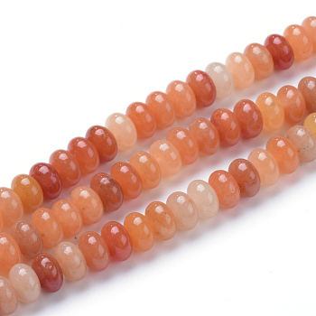 Natural Red Aventurine Bead Strands, Rondelle, 8x5mm, Hole: 1mm, about 75pcs/strand, 14.9 inch
