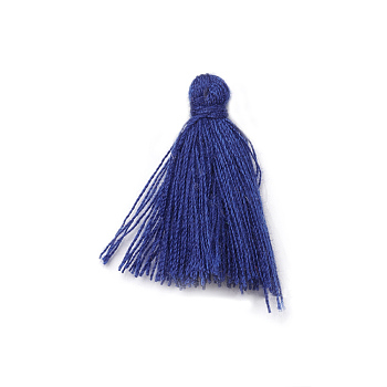 Polycotton(Polyester Cotton) Tassel Pendant Decorations, Marine Blue, 28~34x5mm, about 300pcs/bag