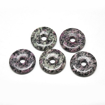 Natural Ruby in Zoisite Pendants, Donut, 35x5~6mm, Hole: 7mm