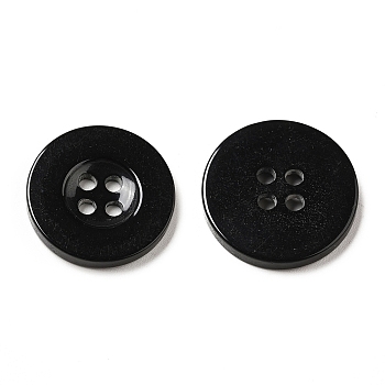 Resin Buttons, Dyed, Flat Round, Black, 20x3mm