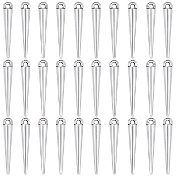 50Pcs Tibetan Style Alloy Pendants, Spike Beads, Cadmium Free & Nickel Free & Lead Free, Cone Charms, Antique Silver, 21x3mm, Hole: 1mm