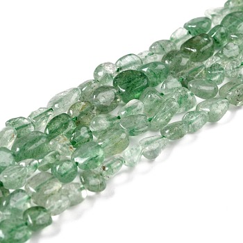 Natural Green Strawberry Quartz Beads Strands, Nuggets, Tumbled Stone, 5~8.5x5.5~7x3.5~4mm, Hole: 0.7mm, about 64pcs/strand, 16.34 inch(41.5cm)