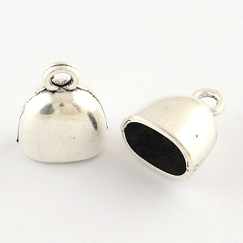 Tibetan Style Dome Alloy Cord Ends, End Caps, Cadmium Free & Lead Free, Antique Silver, 15.5x13x9mm, Hole: 3mm, Inner Diameter: 11x7mm, about 666pcs/1000g