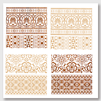 2Pcs 2 Styles PET Hollow Out Drawing Painting Stencils, for DIY Scrapbook, Photo Album, Floral Pattern, 300x300mm, 1pc/style