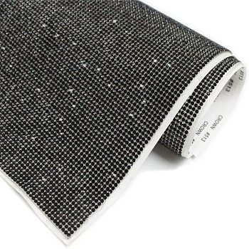 Self Adhesive Glass Rhinestone Glue Sheets, for Trimming Cloth Bags and Shoes, Black, 40x24cm, Rhinestone: 2.3~2.4mm, about 15400 beads/pc