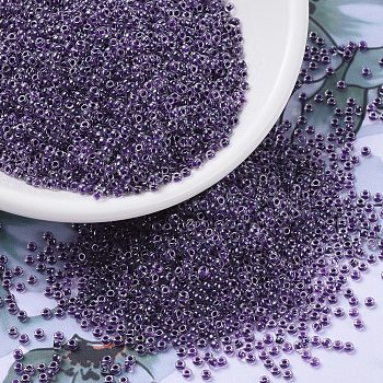 MIYUKI Round Rocailles Beads, Japanese Seed Beads, (RR223) Grape Lined Crystal, 11/0, 2x1.3mm, Hole: 0.8mm, about 1100pcs/bottle, 10g/bottle