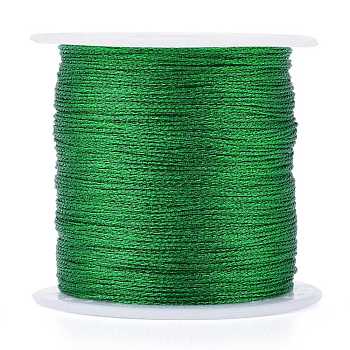 Polyester Braided Metallic Thread, for DIY Braided Bracelets Making and Embroidery, Green, 0.4mm, 6-Ply, about 54.68 yards(50m)/roll