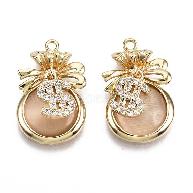 Real 18K Gold Plated Wheat Bag Brass+Cubic Zirconia Pendants