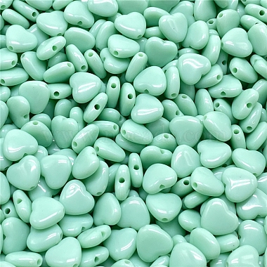 Aquamarine Heart Acrylic Beads
