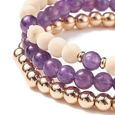 Ensemble de bracelets extensibles en perles de style bois naturel(BJEW-JB08497)-6