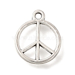 Religion Alloy Pendants, Peace Sign Charms, Antique Silver, 14.5x12x1.5mm, Hole: 1.4mm(FIND-B067-04AS)