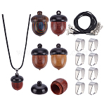 DIY Wooden Acorn Pendant Necklace Making Kit, Including 304 Stainless Steel Snap on Bails, Waxed Cord Necklace Making, Mixed Color, 450mm(DIY-WR0004-57)