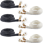 Imitation Leather Braided Chain Belts with Imitation Pearl, Thin Waist Belt for Women, Mixed Color, 53-1/2~54-3/8 inch(136~138cm), 2 colors, 3pcs/color, 6pcs(AJEW-CP0008-67C)