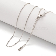 Brass Cable Chain Necklaces for Women, Platinum, 17.87 inch(454mm)(NJEW-G084-15P)