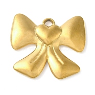 304 Stainless Steel Pendants, Bowknot Charm, Real 18K Gold Plated, 21.5x24x3mm, Hole: 2.5mm(STAS-Z074-03G-02)