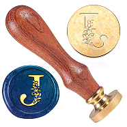 Wax Seal Stamp Set, Golden Tone Sealing Wax Stamp Solid Brass Head, with Retro Wood Handle, for Envelopes Invitations, Gift Card, Letter J, 83x22mm, Stamps: 25x14.5mm(AJEW-WH0208-1005)