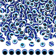 300Pcs Evil Eye Resin Beads, Round, Royal Blue, 8x7mm, Hole: 1.5mm(RESI-HY0001-22)
