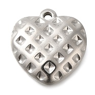 Anti-Tarnish 304 Stainless Steel Pendants, Heart Charm, Stainless Steel Color, 16x15.5x5mm, Hole: 1.4mm(STAS-I310-22P)