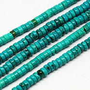 Natural Magnesite Beads Strands, Dyed, Heishi Beads, Flat Round/Disc, Dark Turquoise, 4~5x2~3mm, Hole: 1mm, about 138pcs/strand, 15.74 inch(TURQ-L025-A-01)