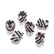 MIYUKI & TOHO Handmade Japanese Seed Beads, Loom Pattern, Ring, Black, 14~15x9.5~10x3.5~4mm(SEED-A027-J01)