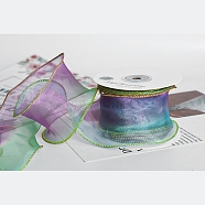 Organza Ribbon, Wave Ribbon, for Gift Wrapping, Party Decoration, Medium Orchid, 2~2-1/8 inch(50~55mm), 10m/roll(PAAG-PW0012-22C)