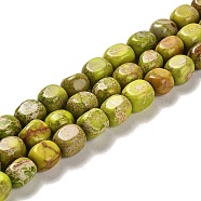 Natural Dolomite Beads Strands, Dyed, Cuboid, Yellow Green, 7~7.5x5~5.5x5~5.5mm, Hole: 1.2mm, about 55pcs/strand, 15.67~15.94 inch(39.8~40.5cm)(G-F765-L01-01)
