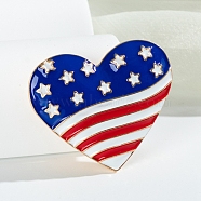 Independence Day Enamel Pins, Light Gold Alloy Brooch, Heart, 33x45mm(PW-WG70212-02)
